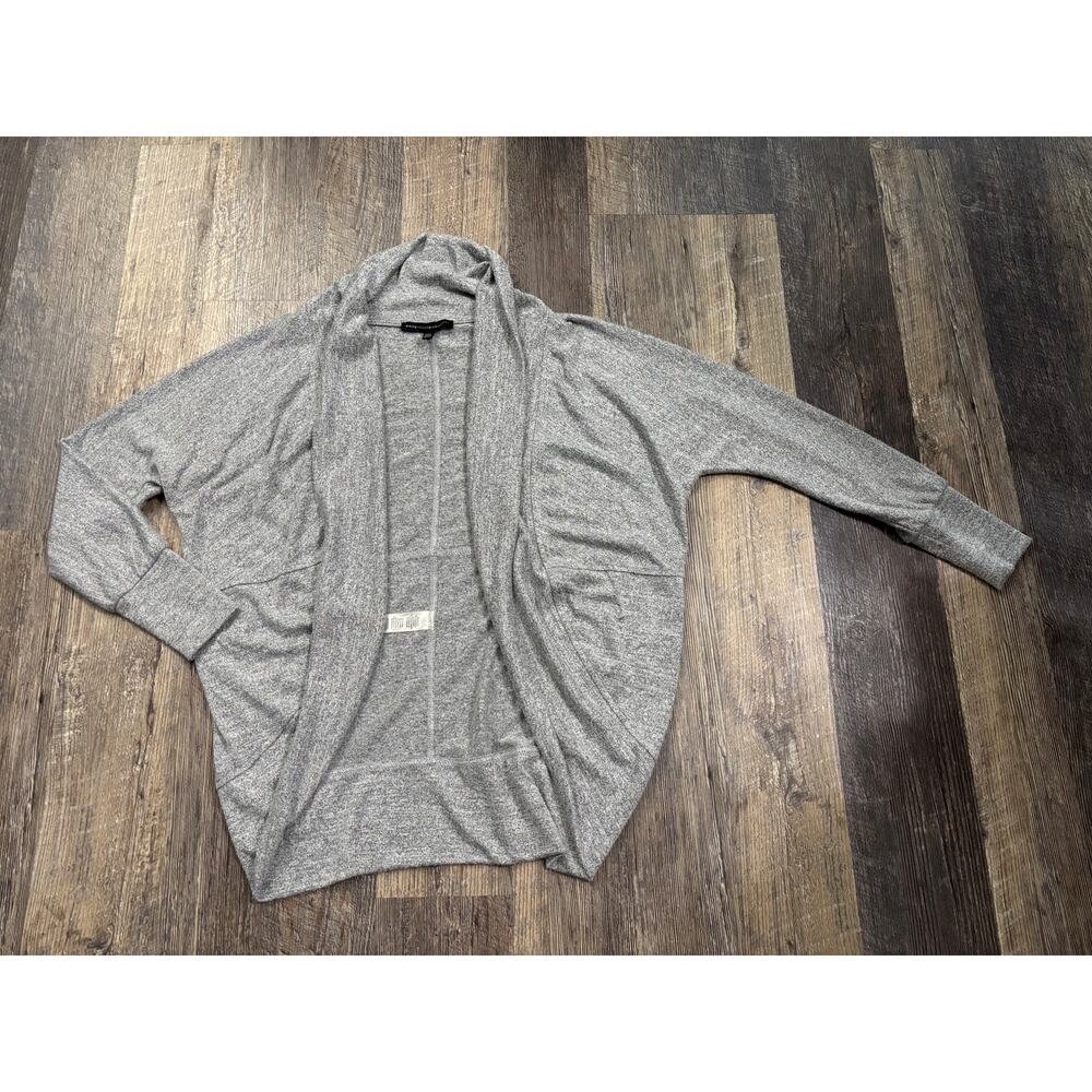 White House Black Market Gray Metallic‎ Cocoon Open Front Cardigan Sweater Small